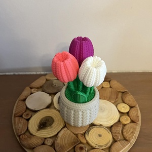 Kötött hatású cserepes virág  - ünnepi díszek, dekorációk - húsvéti díszek és dekorációk - húsvéti asztaldíszek - Meska.hu