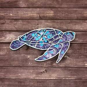 Teknős 3d falidísz, rétegelt falikép - otthon & életmód - dekoráció - fali és függő dekoráció - falra akasztható dekor - Meska.hu