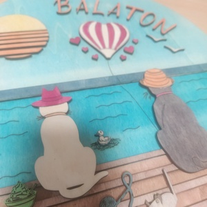 Macska szerelem - retro hangulatú balatoni kép - otthon & életmód - dekoráció - kép & falikép - fából készült kép - Meska.hu