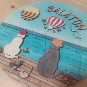 Macska szerelem - retro hangulatú balatoni kép - otthon & életmód - dekoráció - kép & falikép - fából készült kép - Meska.hu