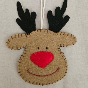 Rénszarvas függő, Karácsony, Karácsonyi lakásdekoráció, Karácsonyi ajtódíszek, Hímzés, MESKA