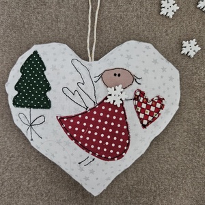 Angyalkás téli ajtódísz - Meska.hu