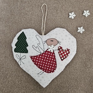 Angyalkás téli ajtódísz - karácsony - karácsonyi lakásdekoráció - karácsonyi ajtódíszek - Meska.hu