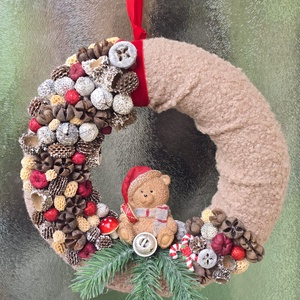 Teddy Macis Kézműves Kollekció: Plüss Adventi Koszorú És Ajtódísz - karácsony - adventi díszek - adventi asztaldísz - Meska.hu