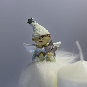 Skandináv Téli Angyalka Dísz Fehér Gyertyával  Natúr, Ezüst Asztali Dekoráció - karácsony - adventi díszek - adventi asztaldísz - Meska.hu