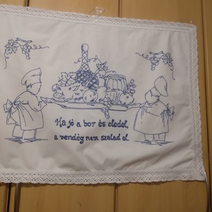 Konyhai feliratos falvédő, Otthon & Életmód, Lakástextil, Falvédő, Hímzés, MESKA