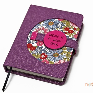 M-es notesz/határidőnapló BORÍTÓ - lila-virágmintás -  - Meska.hu