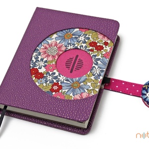 M-es notesz/határidőnapló BORÍTÓ - lila-virágmintás -  - Meska.hu