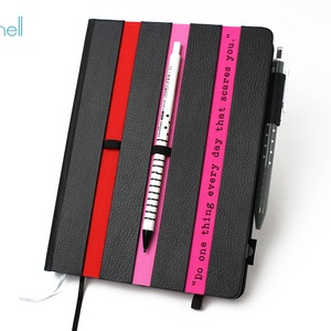 XL-es notesz/határidőnapló BORÍTÓ-fekete-csíkos-piros-pink -  - Meska.hu