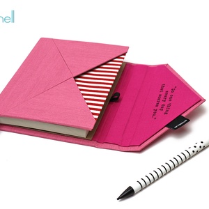 M-es határidőnapló/notesz-pink-piros csíkos boríték - otthon & életmód - papír, írószer - naptár & tervező - Meska.hu