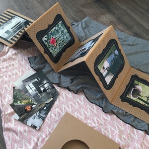 ECO leporello/kis fotóalbum-védőtokkal-fekete mintás-újrahasznosított papírból-falra akasztható - otthon & életmód - papír, írószer - album & fotóalbum - Meska.hu