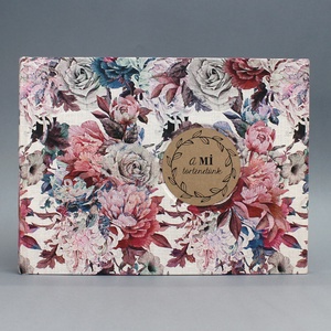 Natúr-kék-pink virágmintás lenvászon fotóalbum, Otthon & Életmód, Papír, írószer, Album & Fotóalbum, Könyvkötés, MESKA