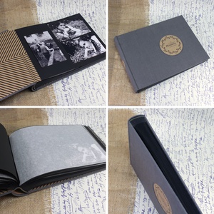 Nagy grafitszürke lenvászon fotóalbum - otthon & életmód - papír, írószer - album & fotóalbum - Meska.hu
