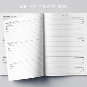 A/6 (régi M) 200, 2024-es HETI határidőnapló - cserélhető belív - Meska.hu