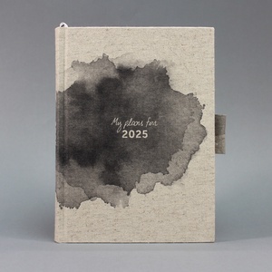 2025 heti tervező / határidőnapló - natúr vászonkötés - szürke akvarell - Meska.hu
