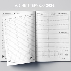 A/5 (régi XL) 200, 2026-os heti tervező - cserélhető belív, Otthon & Életmód, Papír, írószer, Naptár & Tervező, Könyvkötés, MESKA
