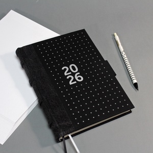 2026 heti tervező / határidőnapló - fekete farmer és vászon - pöttyös - matt ezüst felirattal - Meska.hu