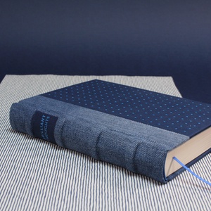 Napló / notesz - kék farmer és vászon - pöttyös - Meska.hu