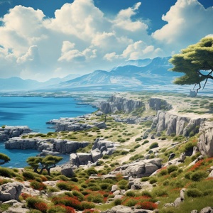 Görög Part Hangulatú Háttérkép - Wallpaper - Nyomtatható kép, Művészet, Grafika & Illusztráció, Digitális, Fotó, grafika, rajz, illusztráció, MESKA