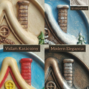 NOYA Tales Téli Menedék � Prémium Kifesthető Kerámia-hatású Plakett (15cm) állvánnyal, öco-gyant  - karácsony - karácsonyi lakásdekoráció - karácsonyi lakásdíszek - Meska.hu