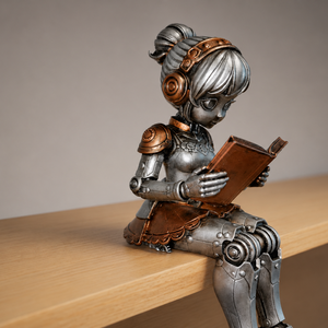 Rézszívű Könyvmoly � steampunk robotlány könyvespolcra - otthon & életmód - dekoráció - asztal és polc dekoráció - könyvszobor - Meska.hu
