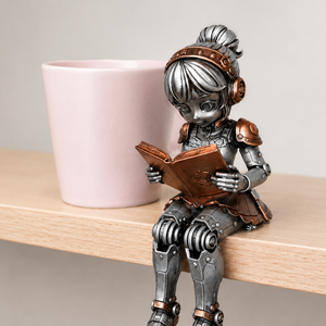 Rézszívű Könyvmoly � steampunk robotlány könyvespolcra - otthon & életmód - dekoráció - asztal és polc dekoráció - könyvszobor - Meska.hu