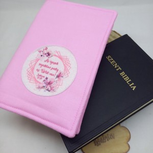 Bibliaborító- rózsaszín, Otthon & Életmód, Papír, írószer, Könyv- és füzetborító, Varrás, MESKA