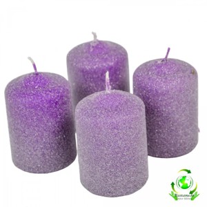 Bársony glitter henger gyertya 50x75 mm - lila, Kellékek & szerszámok, Dekorációs gyertya, Dekorációs kellékek, , MESKA