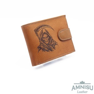 Kaszás világos barna patentos férfi bőr pénztárca ABH1021/t-kasz - Meska.hu
