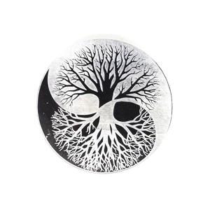Szelenit korong életfa yin yang fekete 8cm, Kellékek & szerszámok, Ásvány alapanyag, Szelenit korong, , MESKA