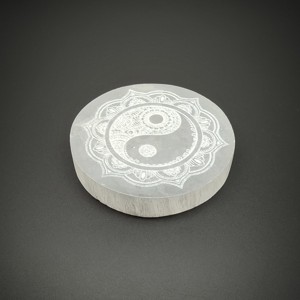 Szelenit korong yin yang mandala 8cm - Meska.hu