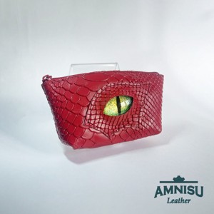 Piros krokkómintás egy cipzáras kulcstartó sárkány szemmel F5007, Táska & Tok, Kulcstartó & Táskadísz, Kulcstartó, , MESKA