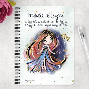 Személyre szabható - Vörös hajú Csini Szűz lány mintás A5-ös füzet - otthon & életmód - papír, írószer - jegyzetfüzet & napló - Meska.hu