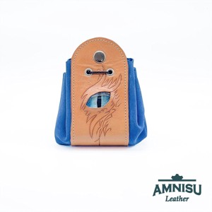 Bézs - kék sárkányszemes bőr 2in1 szütyő és kockatálca - Karen - játék & sport - szerepjáték - Meska.hu