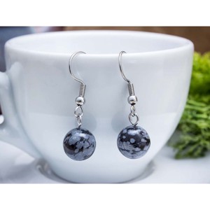 Hópehely obszidián lógós fülbevaló 8mm, Ékszer, Fülbevaló, Lógó fülbevaló, , MESKA