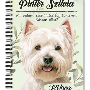Személyre szabható - Westie portré mintás A5-ös füzet, Otthon & Életmód, Papír, írószer, Jegyzetfüzet & Napló, , MESKA