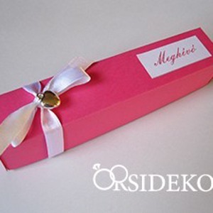Dobozos esküvői meghívó masnival és szívvel, 3x16 cm - Meska.hu