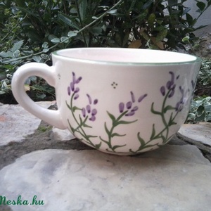-Levendulás fél literes  kerámia bögre -  - Meska.hu