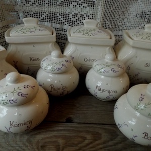 Levendulás liszt,cukor,só kerámia fűszertartó készlet   Rendelhető!!!! -  - Meska.hu