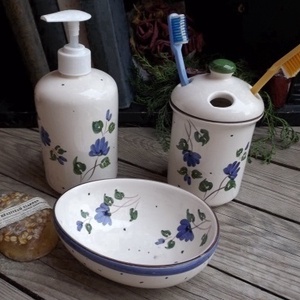 Kékfestő kerámia fürdőszoba szett -  - Meska.hu