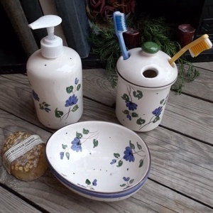 Kékfestő kerámia fürdőszoba szett -  - Meska.hu