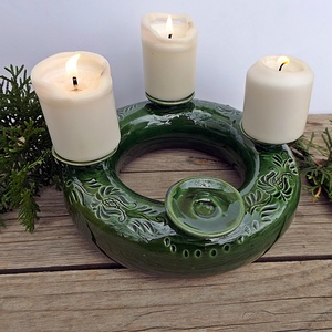 Kerámia koszorú a zöld tiszelőinek    - karácsony - adventi díszek - adventi koszorú - Meska.hu
