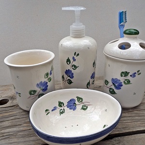 Kékfestő kerámia fürdőszoba szett -  - Meska.hu