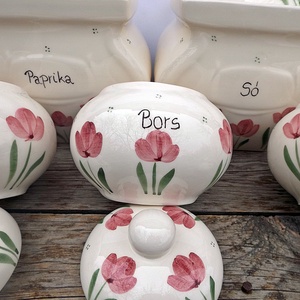 Tulipános kerámia  fűszertartó  készlet  RENDELHETŐ! - otthon & életmód - konyhafelszerelés, tálalás - konyhai tárolás - fűszertartó - Meska.hu