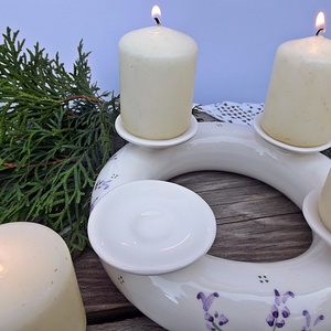 A levendula szerelmeseinek kerámia adventi koszorú - karácsony - adventi díszek - adventi koszorú - Meska.hu