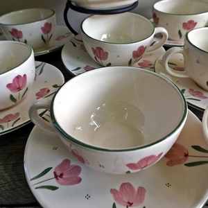 Tulipán imádóknak teás készlet - otthon & életmód - konyhafelszerelés, tálalás - tálalás - teás- és kávés pohár, készlet - Meska.hu