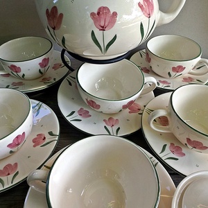 Tulipán imádóknak teás készlet - otthon & életmód - konyhafelszerelés, tálalás - tálalás - teás- és kávés pohár, készlet - Meska.hu