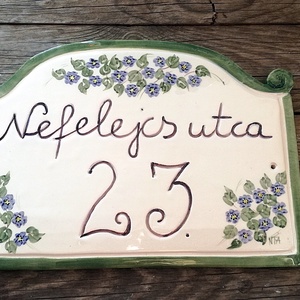 Kék nefelejcs kerámia utcanév tábla - otthon & életmód - ház & kert - házszám - Meska.hu