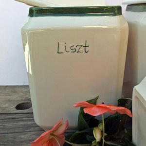 Zöld és a fehér-ekrü kerámia fűszertartó készlet - otthon & életmód - konyhafelszerelés, tálalás - Meska.hu