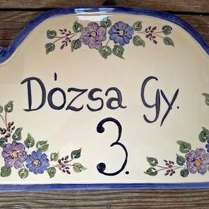 Kerámia  kék egyedi utcanévtábla -házszámtábla -  - Meska.hu